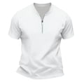 thumbnail image 3 of xfsWaSs Mens Solid Color Half Zip Short Sleeve T Shirts Stand Collar Athletic Casual Tops Breathable Gym Workout Tee Stylish T-Shirts Men Fashion Clothing, 3 of 3