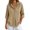 Khaki, variant on Women's Solid Color Half Button 3/4 Sleeve Hooded Pullover Top, Textured Loose Casual Shirt with Relaxed Silhouette, for Spring Summer Daily Wear or Casual Outings Khaki L