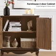 thumbnail image 4 of Tina's Home Farmhouse 2-Door Accent Cabinet with Adjustable Legs, 34" Tall Rustic Storage Cabinet for Living Room, Entryway, Walnut, 4 of 9