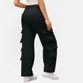 thumbnail image 4 of Uaswgudfs Women's Elastic Waist Loose-Fit Cargo Pants with Spacious Legs, Made of Durable Fabric Black 2XL, 4 of 8