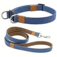 thumbnail image 4 of CNKOO Soft and Comfortable Denim Dog Collar and Leash Set  Retro Denim with Colorful Stitching  Durable Nylon Strap Lining  Suitable for Small Medium Large Dogs  Dog Collar  Dog Collar Fo, 4 of 4
