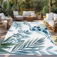 thumbnail image 2 of Navy Blue Leaves Outdoor Rug for Patio/Deck/Porch, Non-Slip Large Area Rug 3 x 5 Ft, Summer Botanical Farmhouse Watercolor Leaf Indoor Outdoor Rugs Washable Area Rugs, Camping Rug Carpet Runner, 2 of 8