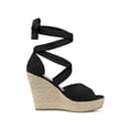 thumbnail image 3 of BLISSFUL STEP Sandales Compensées Espadrilles à Lacets pour Femmes Noir 6, 3 of 7