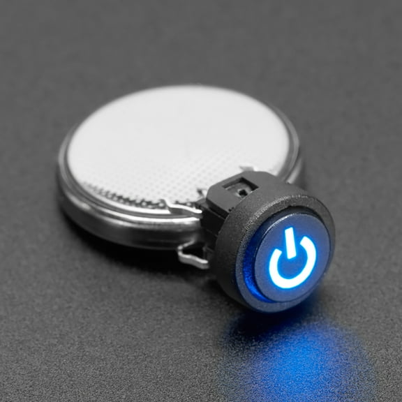 Adafruit Mini Illuminated Momentary Pushbutton with Blue Power Symbol