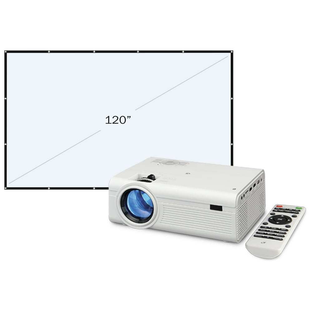 GPX Mini Projector with Screen, PJ308VP, White