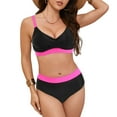 thumbnail image 5 of Gubotare Women's High Cut Bikini Set 2 Piece Sporty Swimsuit Color Block Bathing Suit with Trim S-XXL,Black S, 5 of 9