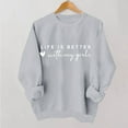 thumbnail image 2 of Valentine's Sweatshirts for Women Love Letter Heart Printed Pullover Tops Crew Neck Long Sleeve Shirts Lightweight Loose Tees Casual Trendy Outfits Couple Hoodies Clothes Lover Gift Gray XL, 2 of 6