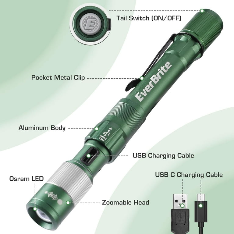 EVERBRITE, Rechargeable LED Pen Light, 5.9