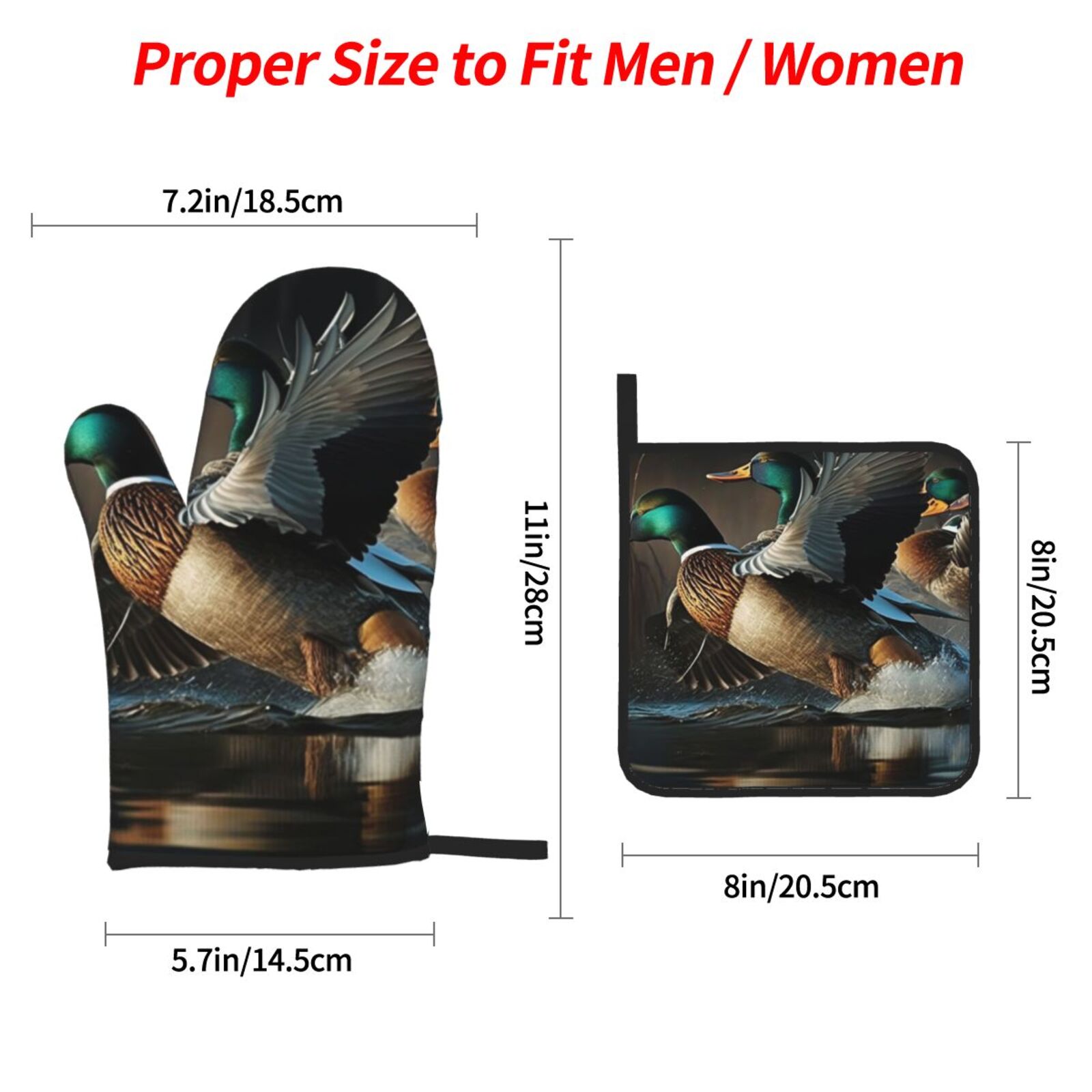Mallards Duck Cool Hunting 4Pcs Oven Mitts and Pot Holders Sets Oven Kitchen Gloves Hot Pads for Cooking BBQ Baking Grilling