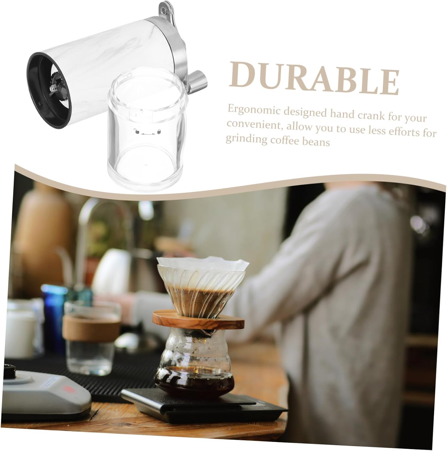 Manual Coffee Grinder Stainless Steel Hand Mill Compact Bean Grinding Tool for Home Office Travel Brewing