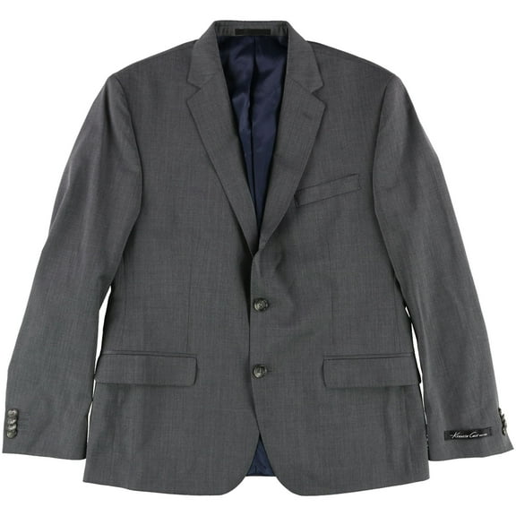 Kenneth Cole Mens Performance Wear Two Button Blazer Jacket, Grey, 40 Short