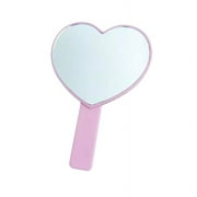 Portable Small Compact Shaped Mirror with Handle Cosmetic Single Side Look Adorable Design Easier to Hold