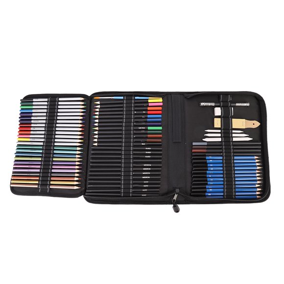 Juego de 72 lápices de colores para dibujar y dibujar, borradores de carbón y lápices con bolsa de transporte