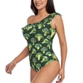 thumbnail image 5 of Daiia Broccoli 3 Women's One Piece Swimsuits Personalized One Shoulder Swimwear Asymmetric Ruffle Bathing Suits-Small, 5 of 8