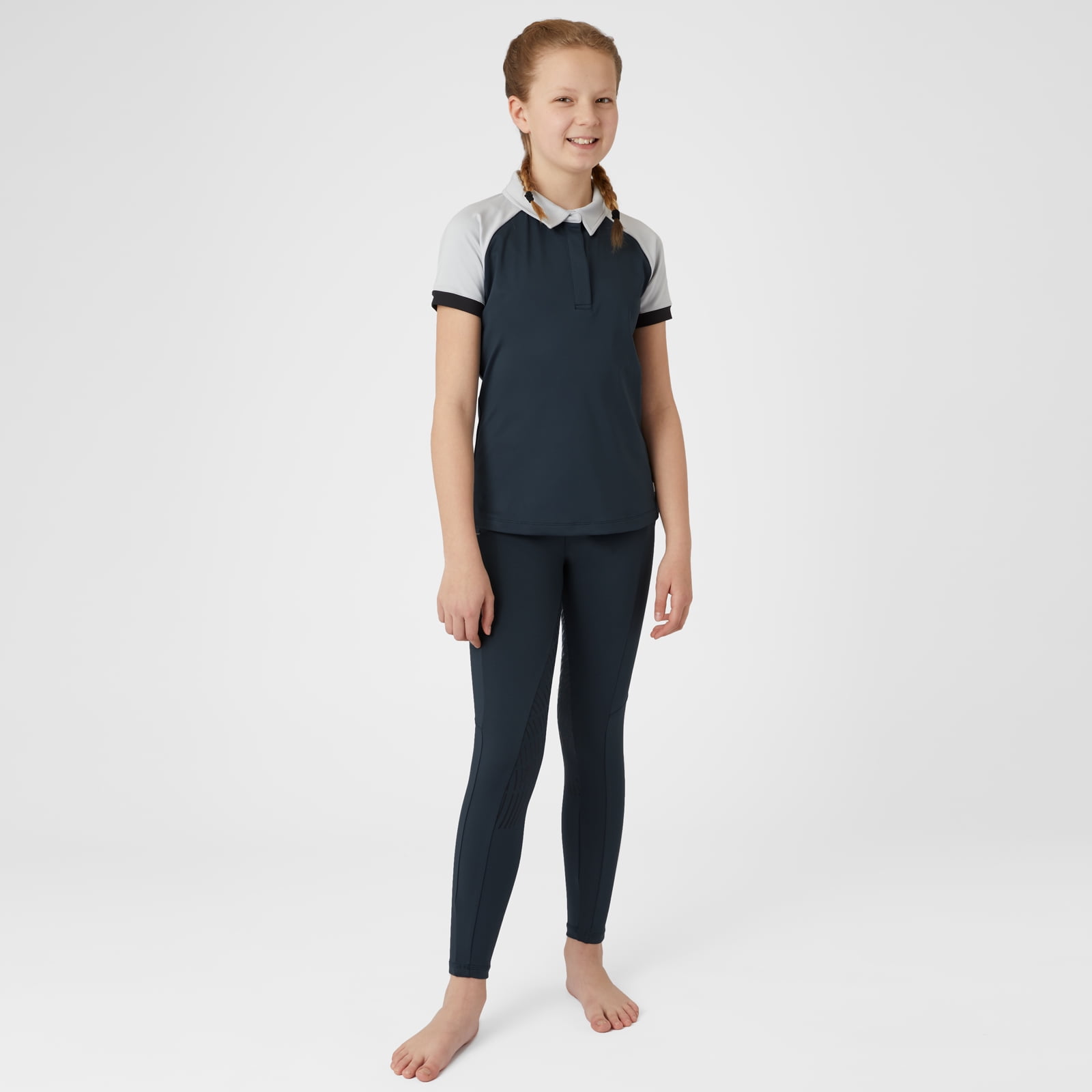 HORZE Laura Kids' Equestrian Moisture Wicking Short Sleeve Training Shirt with Mesh