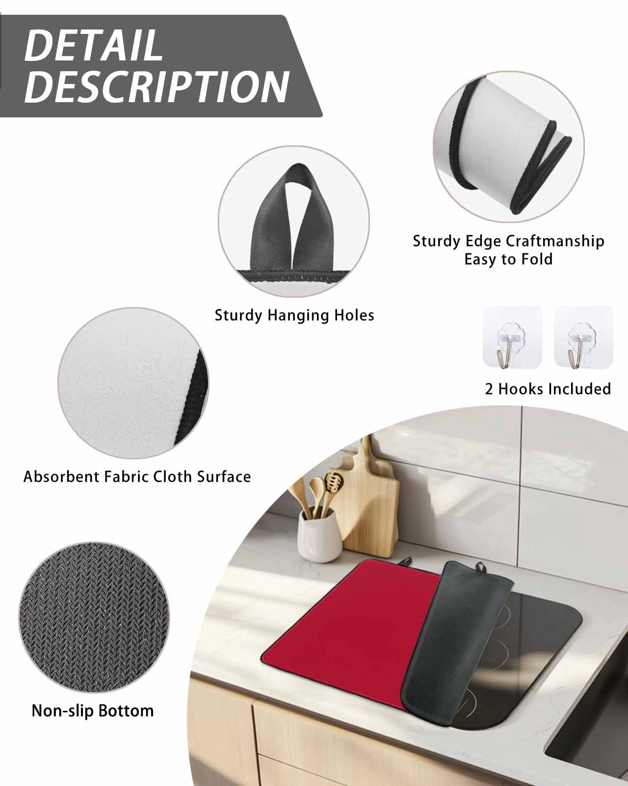 Stove Top Covers for Electric Stove, Red Solid Kitchen Glass Ceramic Electric Cooktop Covers 28.5''x20.5'', HeatResistant Oven/Countertop/Dishwasher Protector