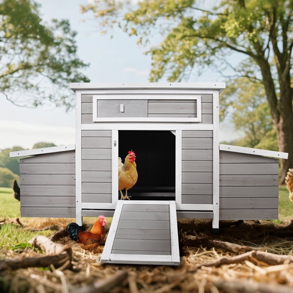 YIYADO Outdoor Large Wooden Chicken Coop with 2-Sided Nesting Box Outdoors