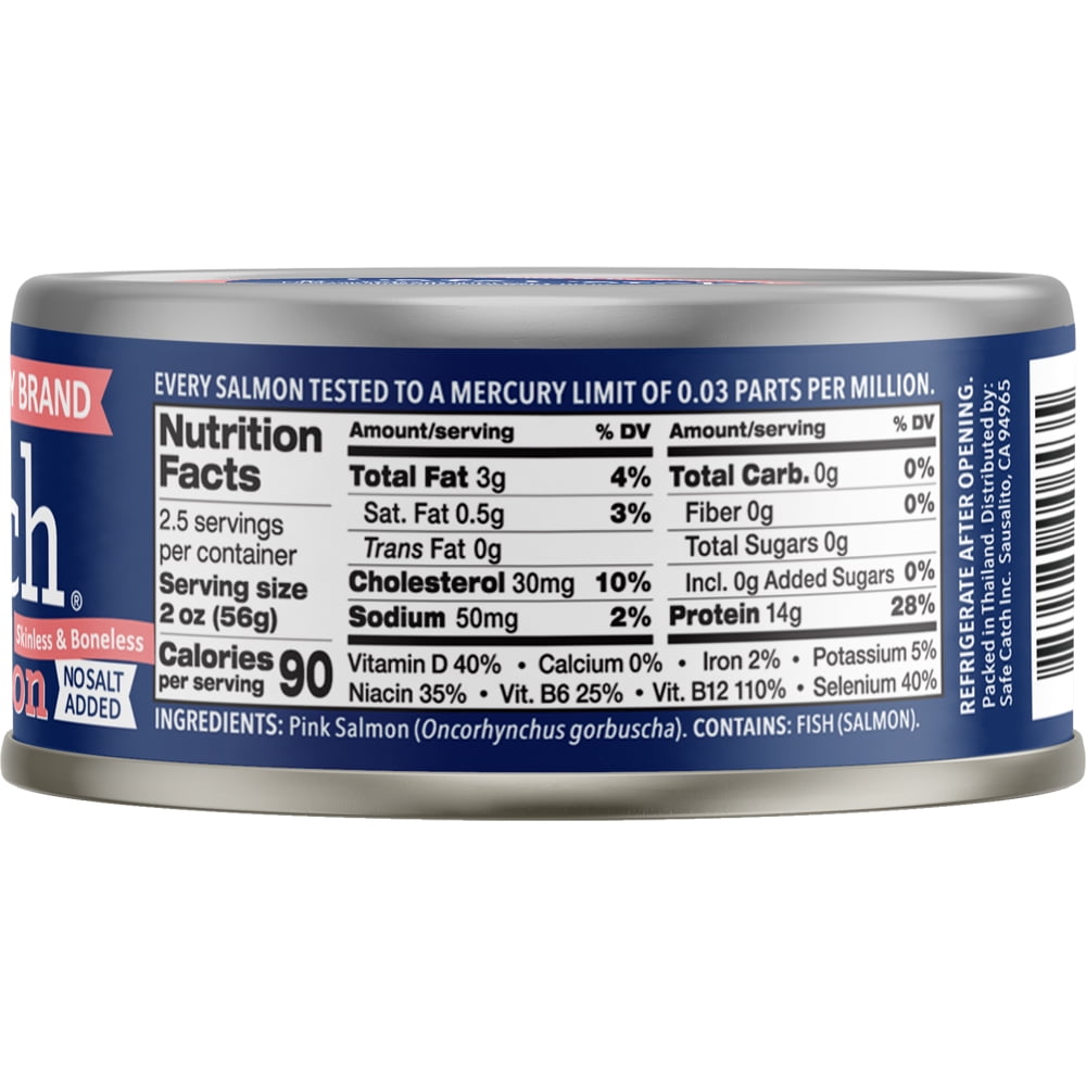 Safe Catch Wild Pink Salmon, No Salt Added, 5 oz can