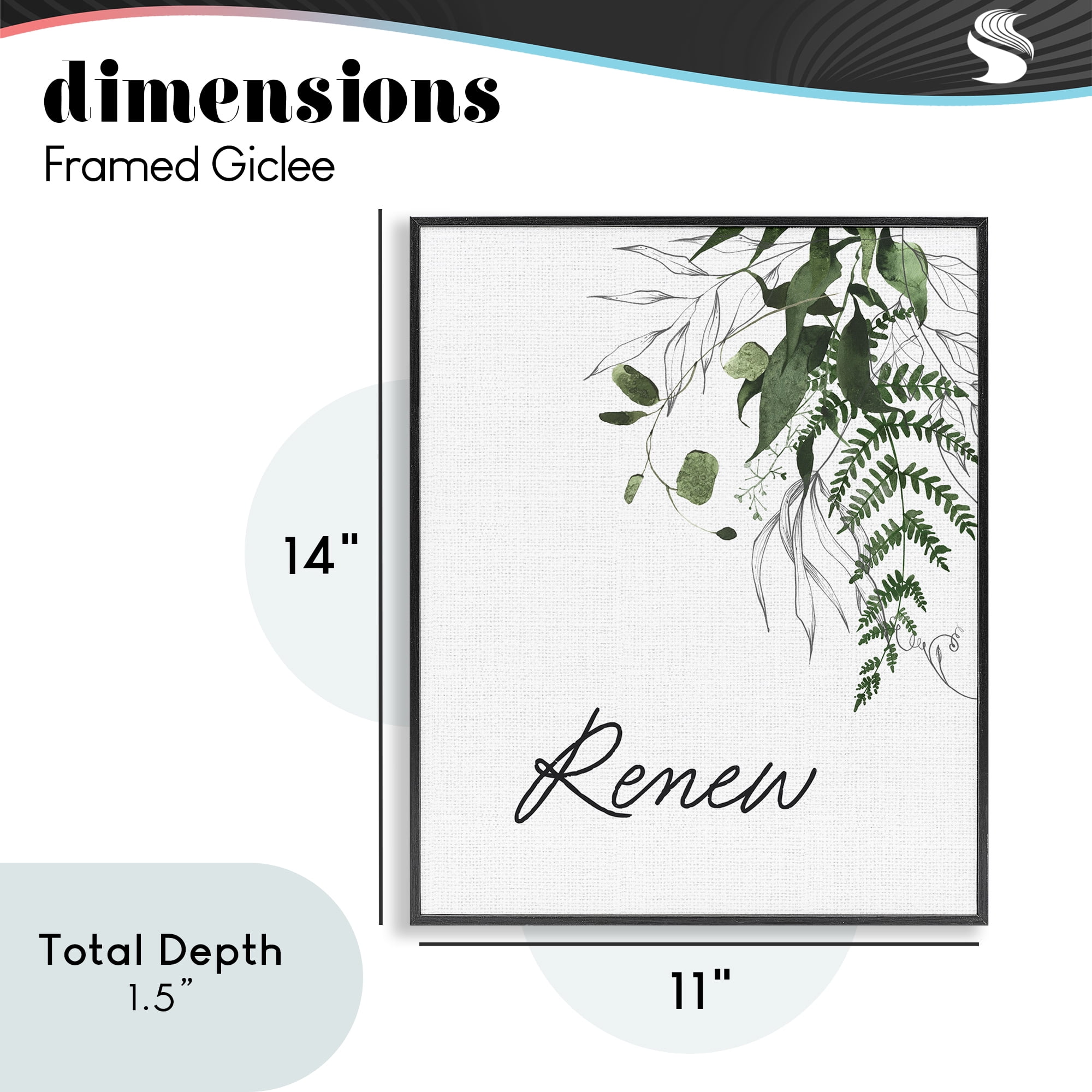 Renew Ferns & Botanicals Black Framed Giclee Art, design by Lettered and Lined