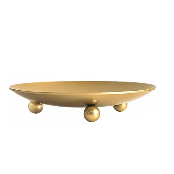 PENIKOKO 1-Pack Golden Iron Round Storage Tray for Table Decorations, Home Decor, and Organizing Small Items