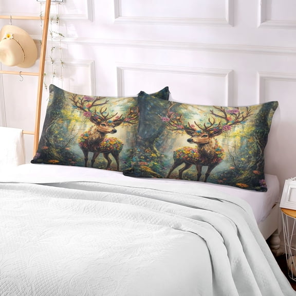 Pillow Case Plush Pillow Blooming Antlers Of Nature Case standard size/King size/Queen size Bed Pillow Pillowcases