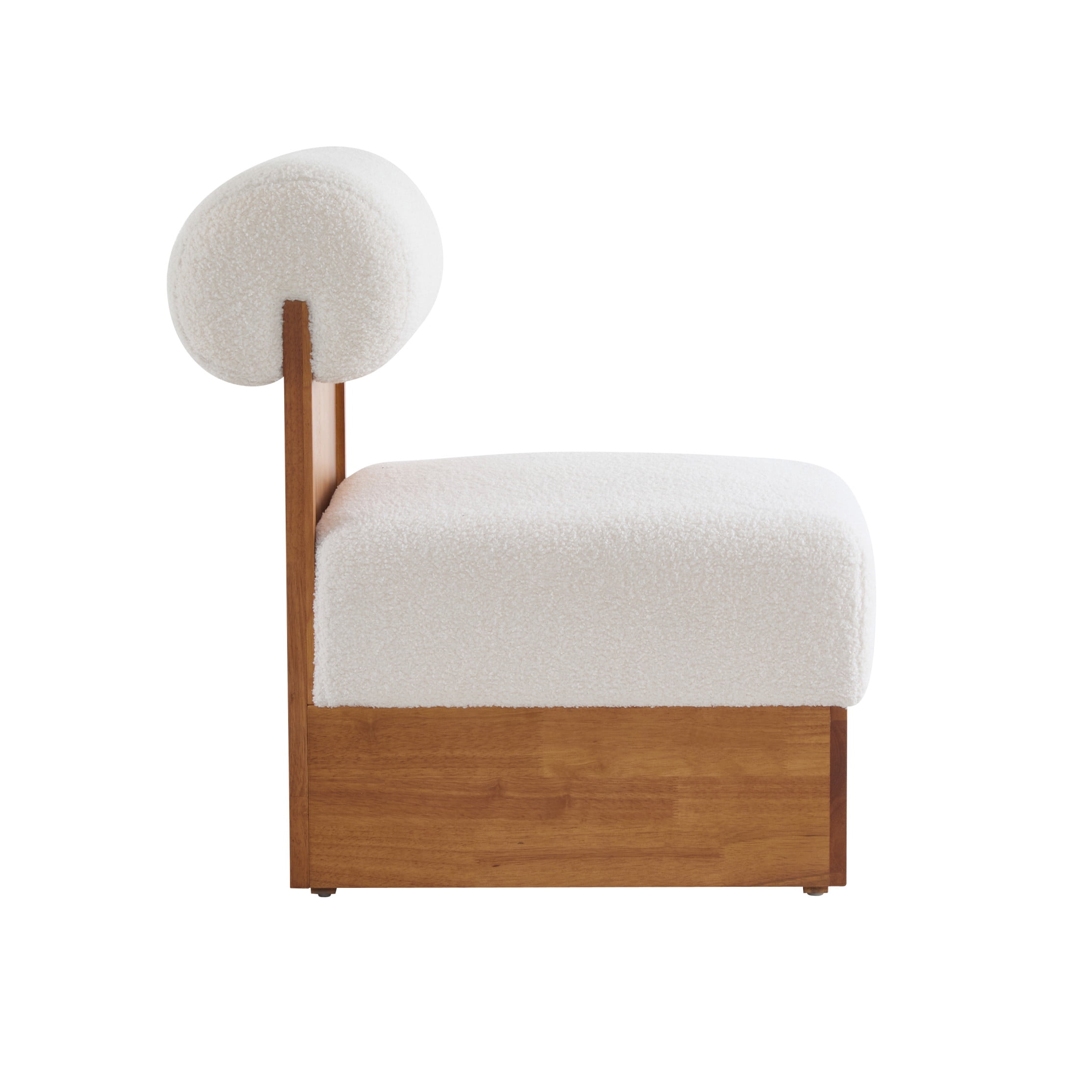 Hayes Modern Boucle Upholstery Lounge Chair, Accent Chair with Rolled Backrest and Solid Wood Frame, Beige