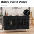 thumbnail image 4 of HLR 47.8" Accent Cabinet with 4 Doors, Vintage Hollow Carving Buffet Cabinet, Sideboards and Buffets with Storage, Credenza for Living Room, Kitchen, Dining Room, Entryway, Hallway, Black, 4 of 7