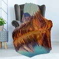 thumbnail image 4 of Wyoming Soft Flannel Fleece Throw Blanket, Autumn Landscape of Grand Teton with Tangerine Tone Trees and Calm Lake, Cozy Plush for Indoor and Outdoor Use, 50" x 60", Multicolor, by Ambesonne, 4 of 5