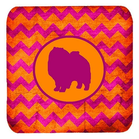 

Keeshond Chevron Pink And Orange Foam Coasters Set Of 4