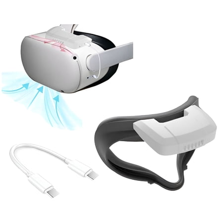 GJX 1 Set VR Cooling Fan 3 Speed Adjustable Plug And Play Low Noise with LED Heat Dissipation VR Headset Air Circulation Radiator Facial Cover