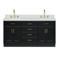 thumbnail image 2 of Ariel Hepburn 67 Inch Double Rectangle Sink Vanity With White Quartz Countertop With 1.5 Edge In Black, 2 of 9
