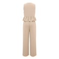 thumbnail image 7 of GILIGEGE Women's 2 Piece Outfit,Vintage Distressed Tie-Dye V-Neck Camisole And Pants Set,Ruffle Peplum Vest Wide Leg Pant Suits,Summer Matching Loungewear,Dressy Casual Vacation Outfits Beige L, 7 of 7