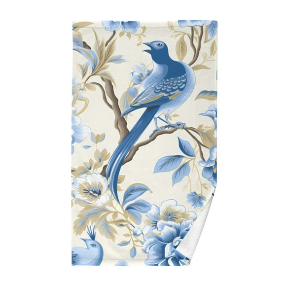 Abstract Bird on Flowers Cotton Face Towels Soft Hand Towel Absorbent Bathroom Towel for Kitchen Hotel Decoration