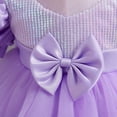 thumbnail image 4 of Nyeemya Baby Girls Sequins Frilly Princess Dress Birthday Bubble Sleeve Bowknot Pageant Performance Purple 110, 4 of 6