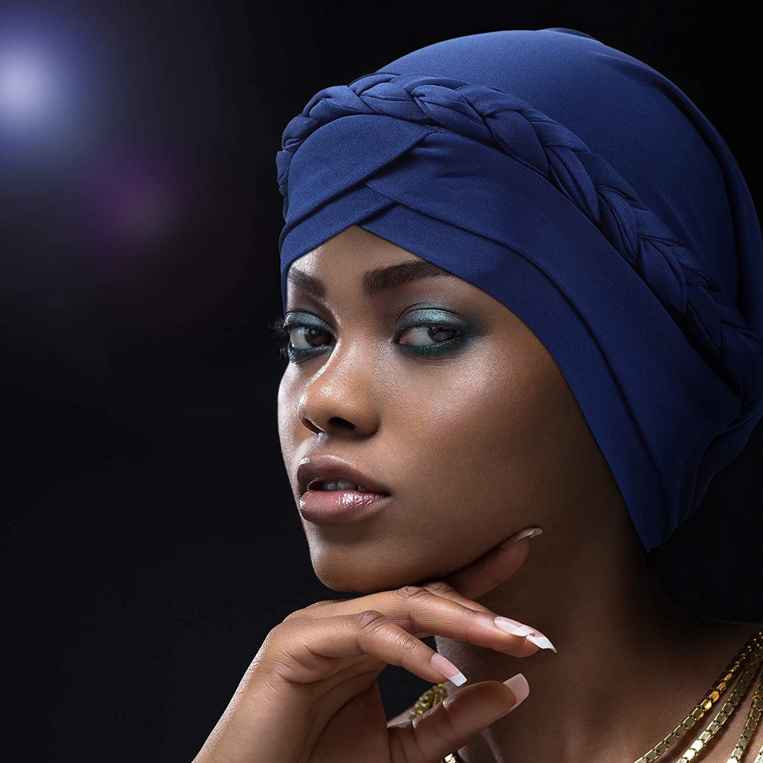 3 Pieces Women Turban Pre-Tied Bonnet Braid Soft Turban Muslim Hijab African Head Wrap Headwear for Woman, One Size