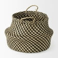 thumbnail image 3 of Mercana Gaia Light/Dark Brown Cross Patterend Belly Seagrass Basket in Set Of 3, 3 of 8
