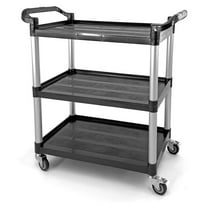 3-Shelf Rolling Service Utility Cart | Capacity 390 lbs. | 37" x 34" x 16" | Black