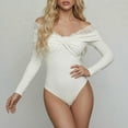 thumbnail image 5 of Lixiuxyad ’s Lace Panel One Shoulder Front Bodysuit – & Party Ready,White, 5 of 5
