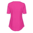 thumbnail image 6 of Dazajoo Women's Zip Up V Neck Short Sleeve Casual Tunic Shirt Summer Solid Color Chiffon Blouses for Women 2024,Hot Pink,XXXXL, 6 of 6