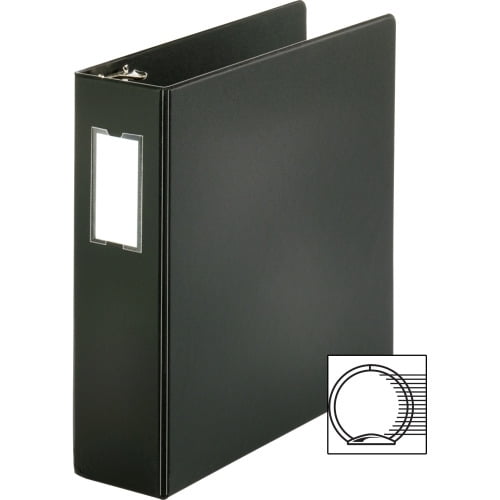 Business Source Basic Round Ring Binder w/Label Holder 3' Binder Capacity - Letter - 8 1/2' x 11' Sheet Size - 3 x Round Ring Fastener(s) - Vinyl - Black - Open and Closed Triggers, Label Holder - 1 E