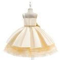 thumbnail image 3 of XEGLSBU Girls Christmas Dress Size 6 Plaid Elegant Girls Party Dress Girl Tutu Gown for and Celebrations with Satin Fabric and Delicate Lace Embellishments Beige Size 8-9 Years, 3 of 6