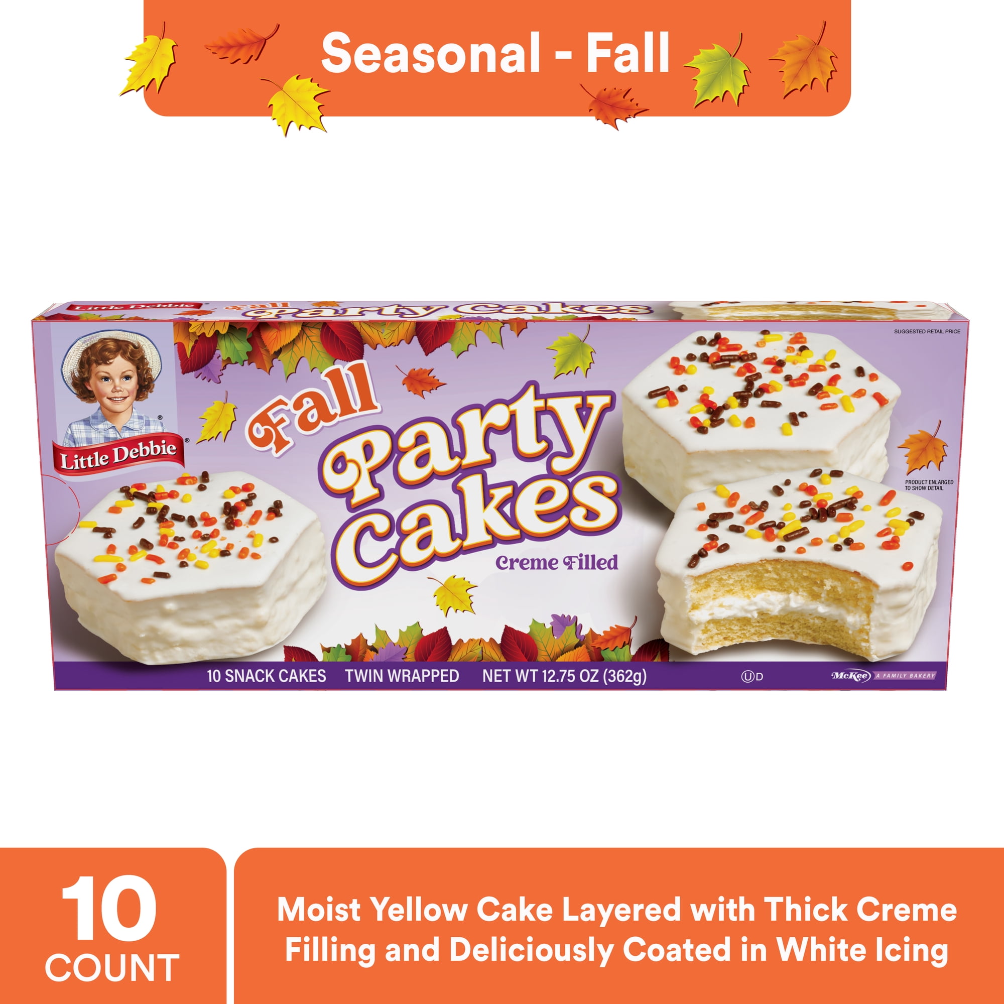 Little Debbie Fall Party Vanilla Snack Cakes, 12.75 oz (10 count)