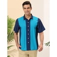 thumbnail image 2 of Camisas hawaianas manga corta botones botones a rayas playeras Verde marino T M, 2 of 6