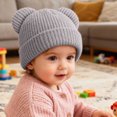 thumbnail image 6 of Newborn Baby Beanie Winter Knitted Hat Solid Cute Pom-Pom Cuffed Caps for 0-6 Months Baby Beanie Hat, 6 of 7
