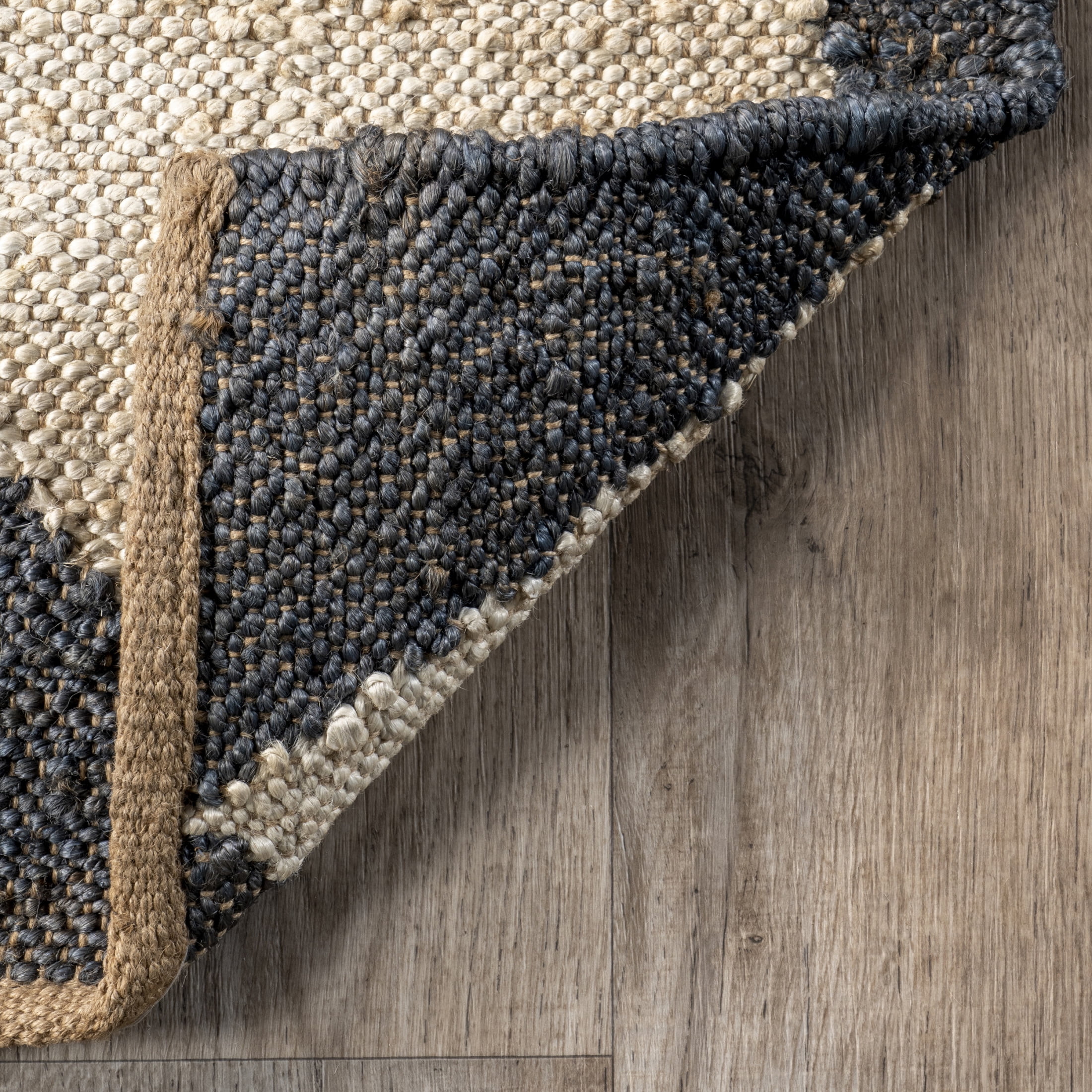 Rugs USA Louie Diamond Checkerboard Jute Area Rug, 5' x 8', Maxwelle Charcoal