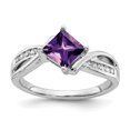 thumbnail image 1 of Solid 14k White Gold Square Simulated Amethyst and CZ Ring, 1 of 1