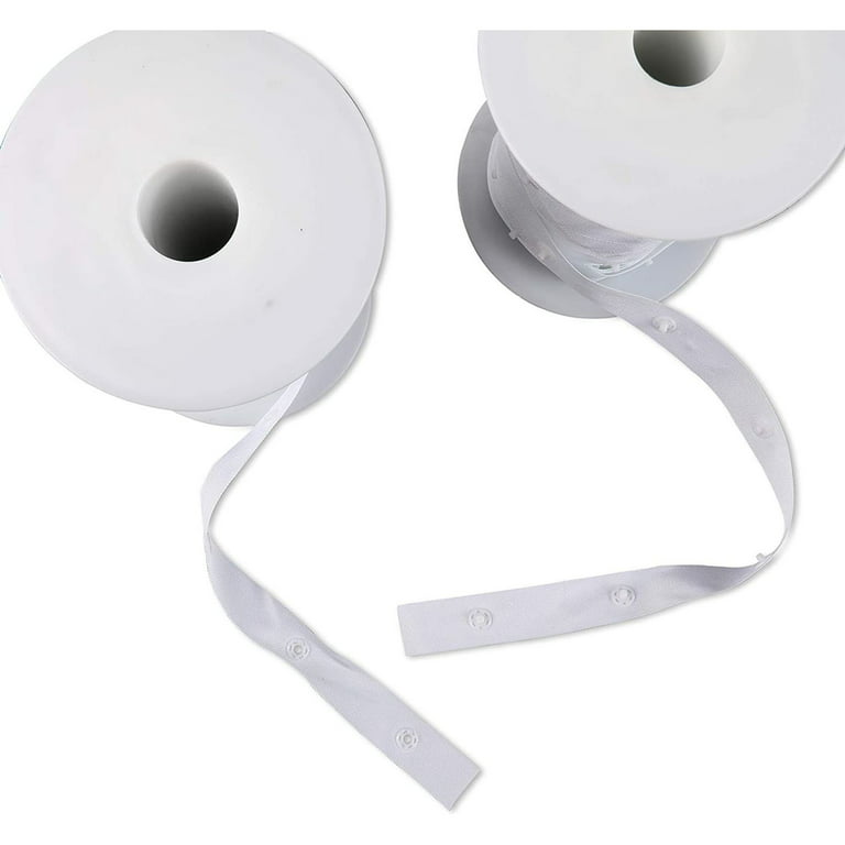 WHITE POLYESTER SNAP TAPE 1 1/2 WIDE & 3 SPACING - DRAPERY TAPES