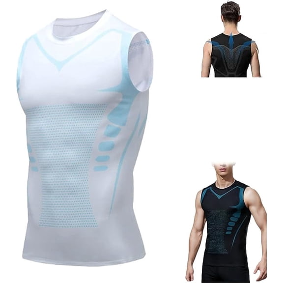 Sleeveless Sweat-Absorbing Quick-Dry, Fitness Top, Summer Men's Tight Quick-Dry Shirt (White Sleeveless L)