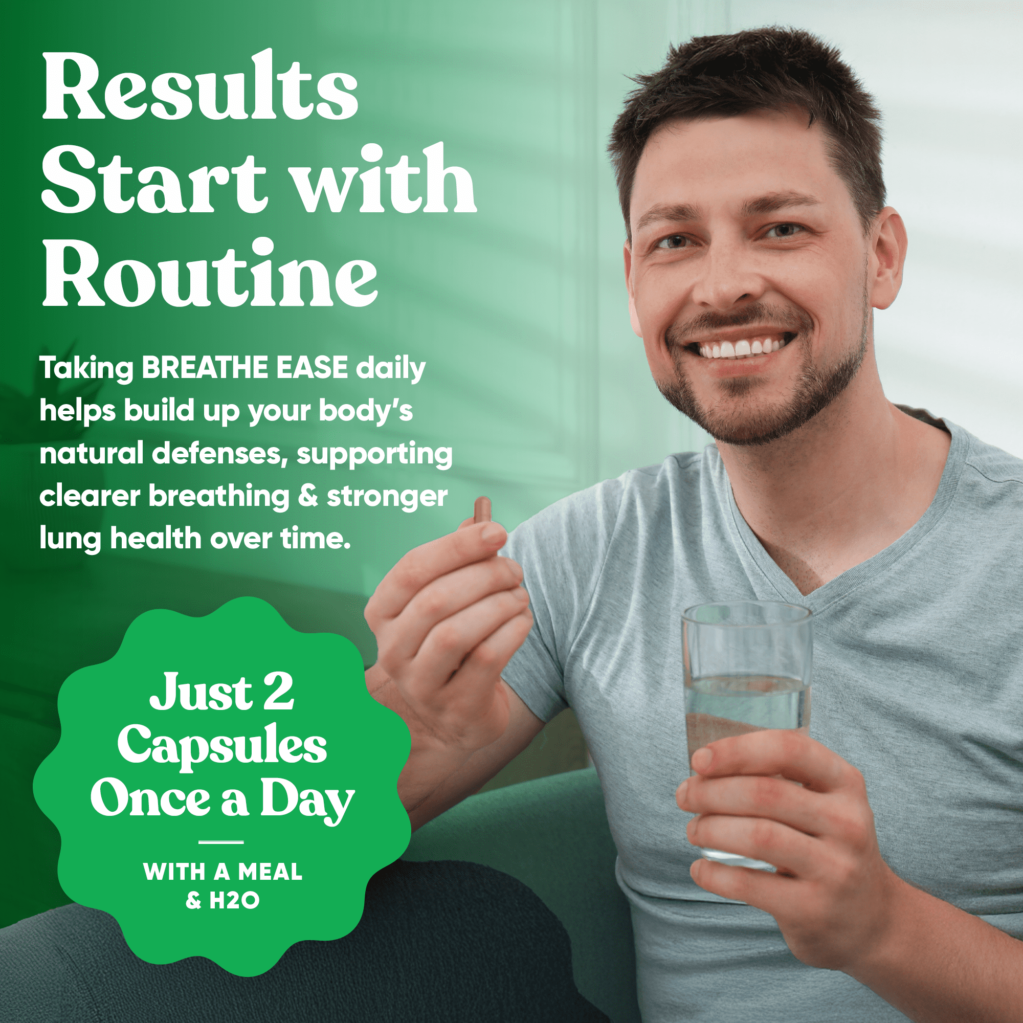 Eu Natural Breathe Inhaler Support Supplement Sinus, Lungs, Quercetin, Vitamin D, Bromelain 60 Vegetarian Soft Capsules