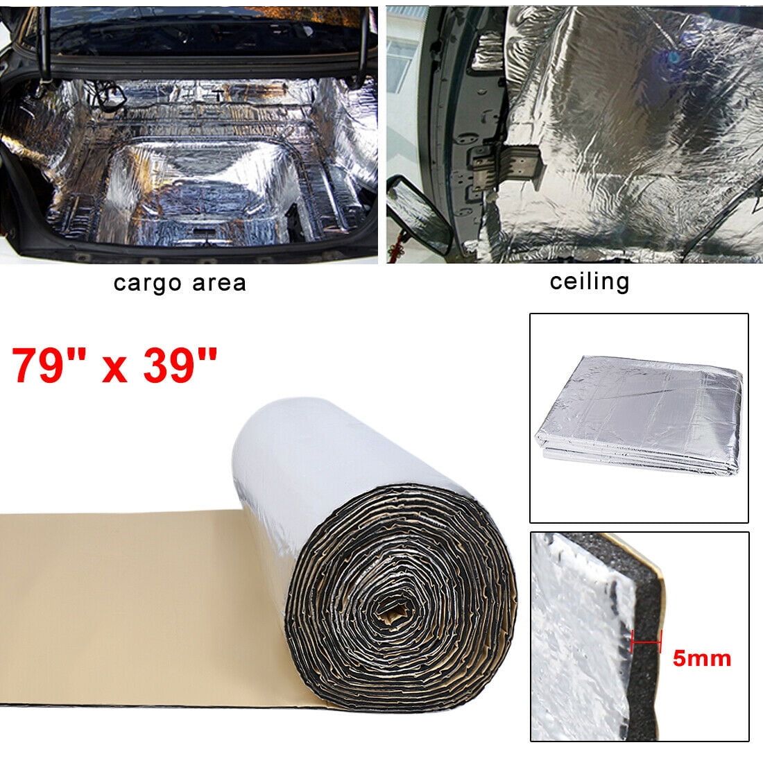 197mil 21.4sqft Car Hood Heat Sound Deadener Insulation Mat Liner 79" x
